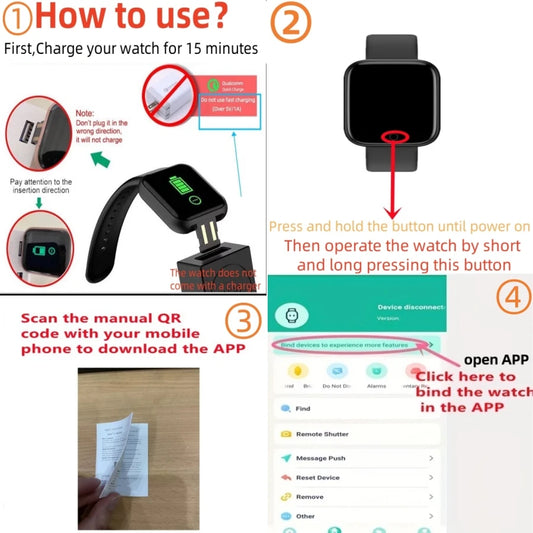 Smartwatch with Heart Rate and Message Alerts-Unisex Fitness Watch