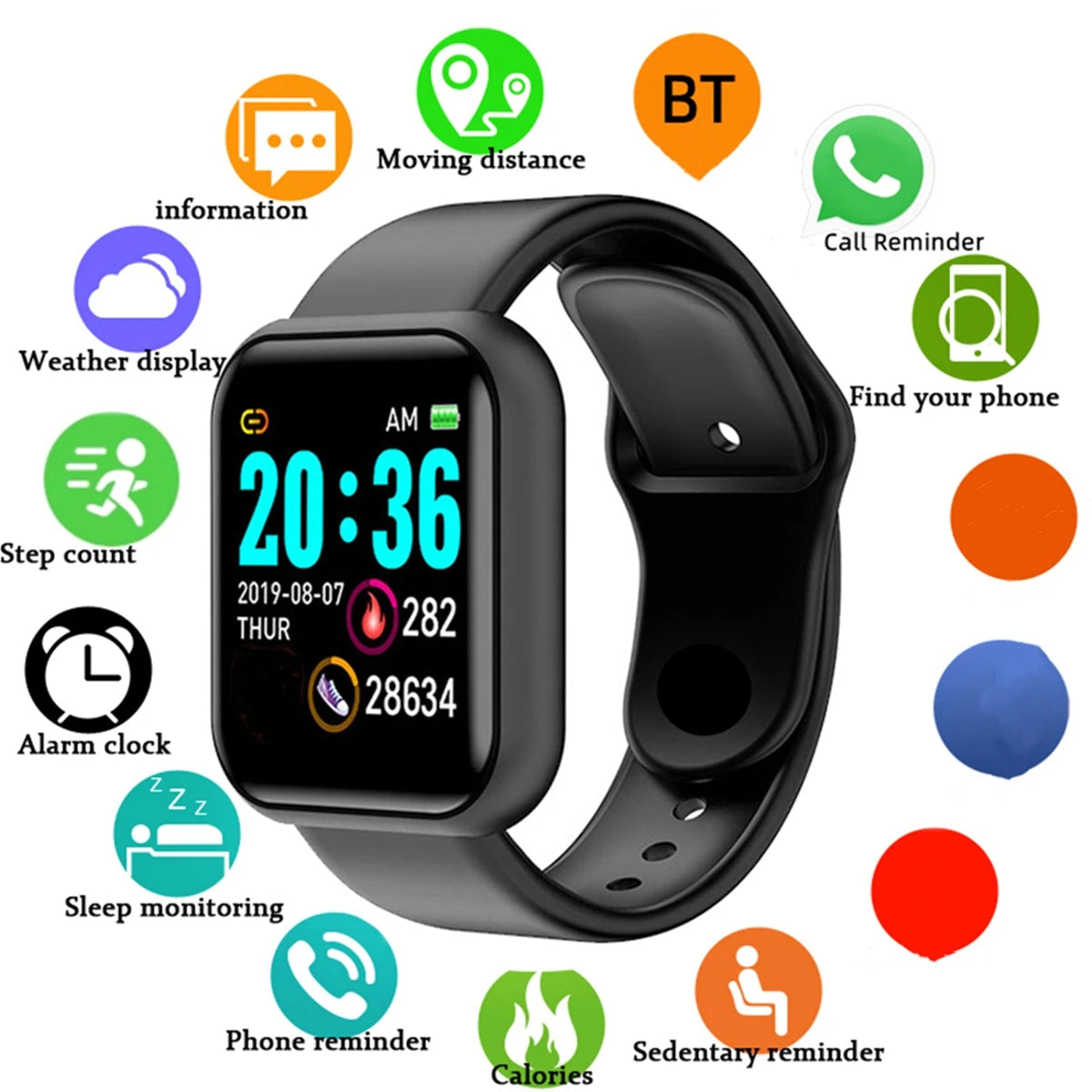Smartwatch  with Heart Rate& Message Alerts-Unisex Fitneswatch