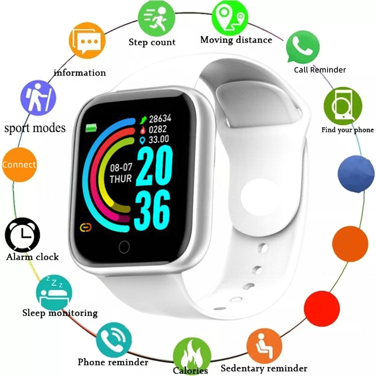 Smartwatch  with Heart Rate& Message Alerts-Unisex Fitneswatch